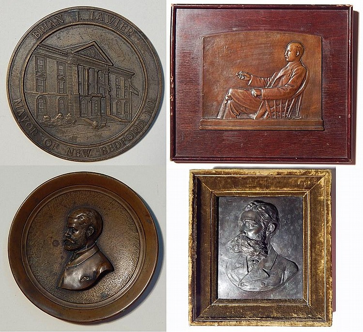 4 bronze relief medallion and plaques · Rachel Davis Fine Arts · 2015-05-02 Larkin Goldsmith Mead comparable auction result: 4 bronze relief medallion and plaques