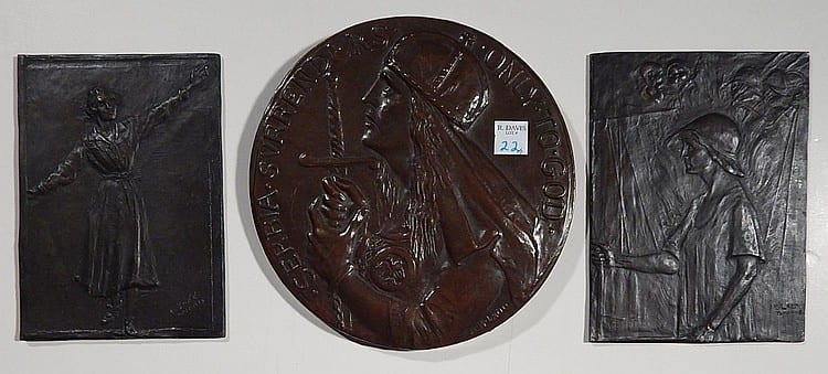 Anna Coleman Ladd comparable auction result: anna coleman ladd 2 bronze plaques and 1 medallion