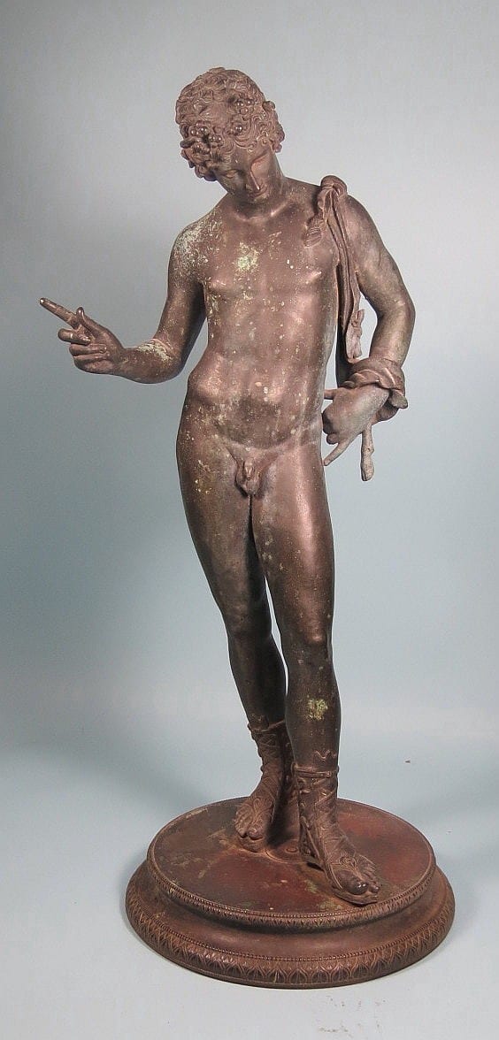 Sabatino DeAngelis comparable auction result: sabatino de angelis ital b 1838 bronze sculpture of narcissus