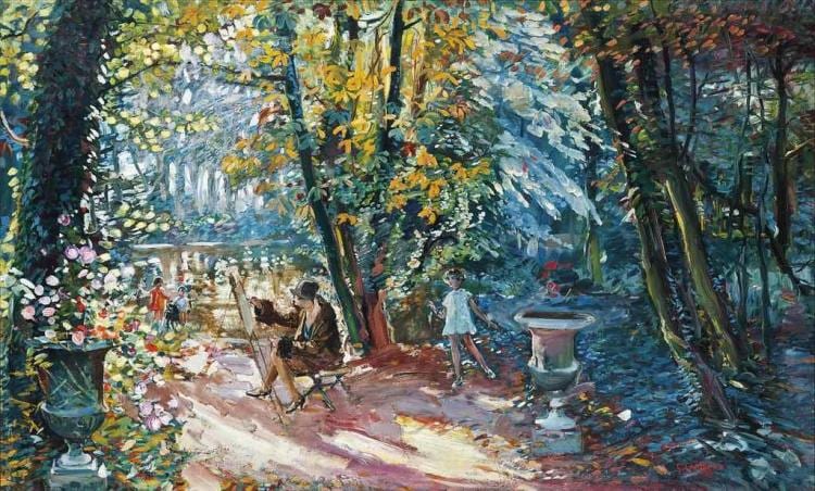 Camille Nicolas Lambert comparable auction result: painting in a forest clearing