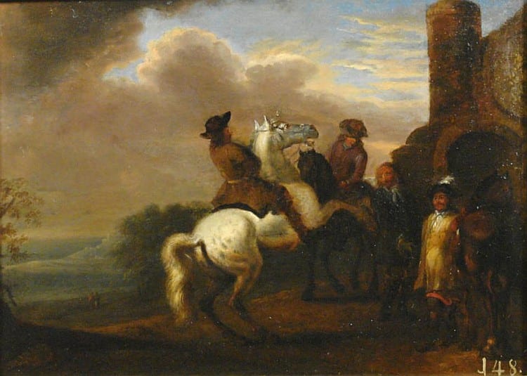 Pieter (1623) Wouwerman comparable auction result: riders in front of the stables