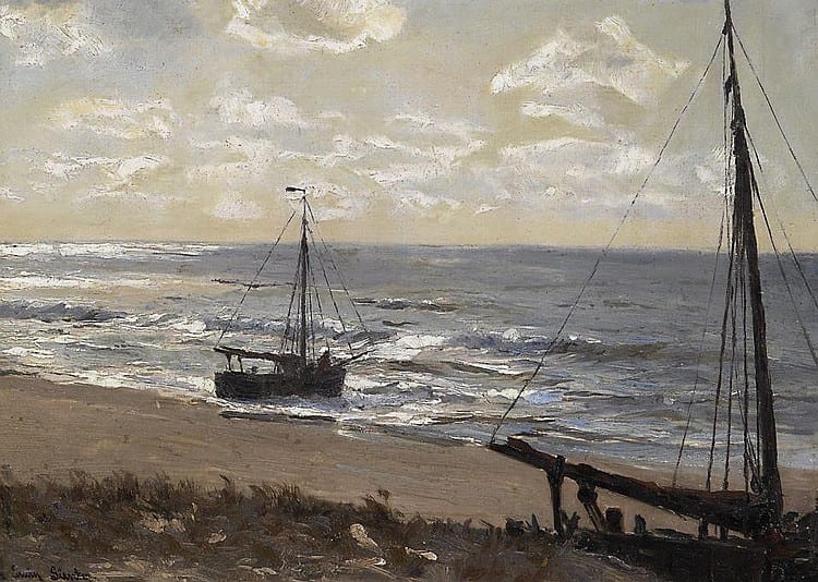 Erwin Carl Wilhelm Günther comparable auction result: sailer on the beach