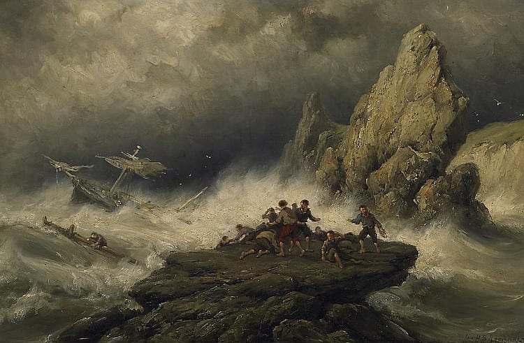 Johannes Herman Barend Koekkoek comparable auction result: shipwreck in front of the english coast