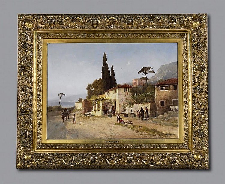 italian coastal street on the riviera · Van Ham Kunstauktionen · 2007-11-16 Karl (1856) Wagner comparable auction result: italian coastal street on the riviera