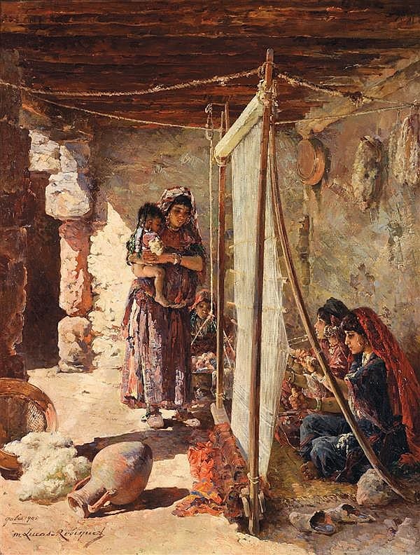 Marie Aimée Lucas-Robiquet comparable auction result: marie aim e lucas robiquet 1858 1959 tisseuses gab s tunisie tunisian weavers in gabes huile sur toile sign e en bas gauche