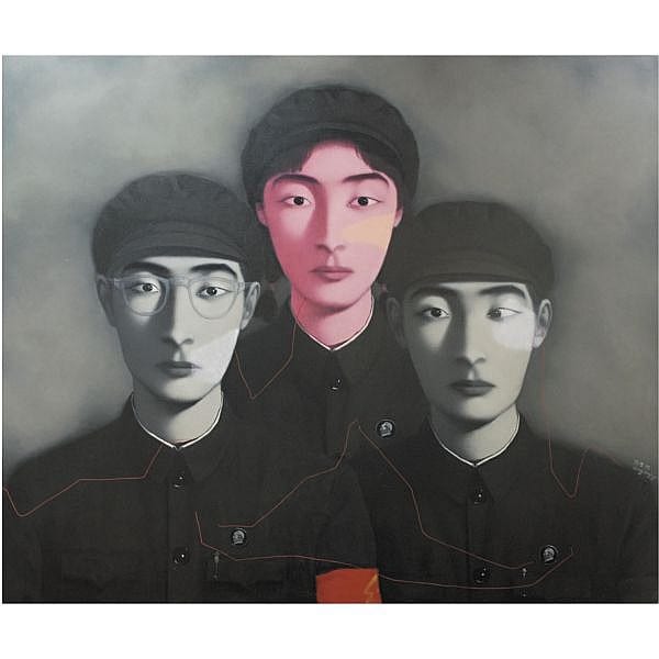 l - Zhang Xiaogang , b. 1958 Three Comrades oil on canvas comparable sale