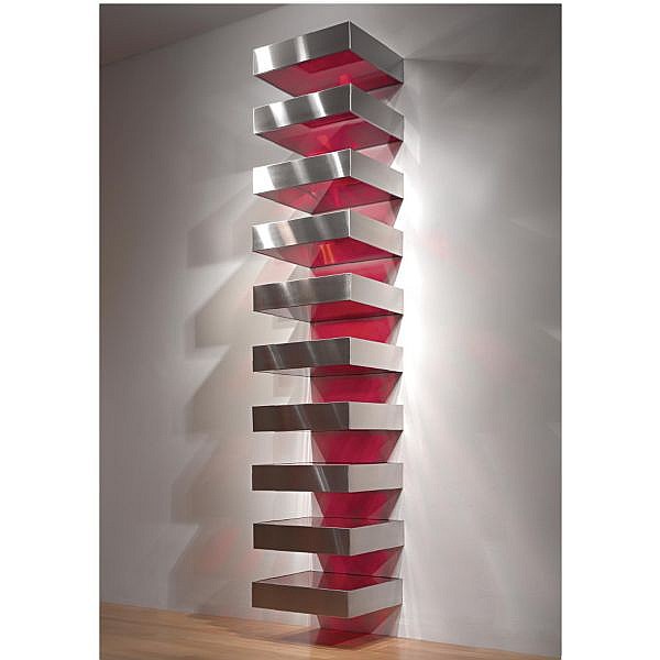 l - Donald Judd , 1928-1994 Untitled stainless steel and red fluorescent Plexiglas in ten units comparable sale
