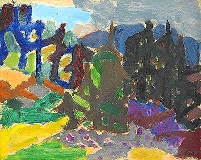 Lennart Rodhe comparable auction result: lennart rodhe 1916 1905 landskap signerad med