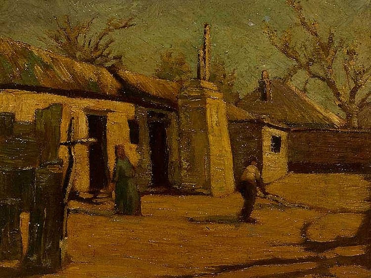 Walter Westbrook comparable auction result: walter westbrook sa born 1921 oil cottages and figures signed 29 x 37