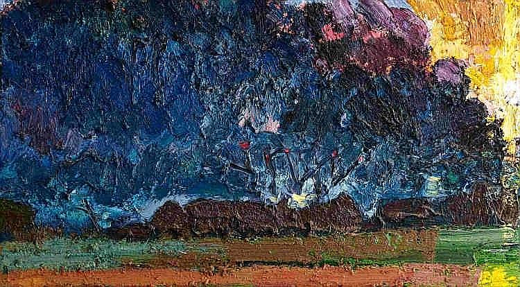 George Rowlett comparable auction result: george rowlett sunrise at rotherhithe dark clouds and cranes