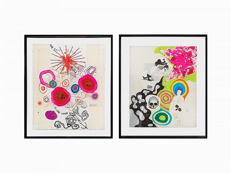 Matthew Weinstein comparable auction result: matthew weinstein mixed media pair of works 1992 4