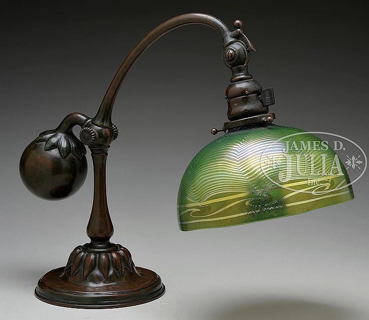 TIFFANY STUDIOS COUNTERBALANCE DESK LAMP. sold by James D. Julia, lot 1018 — auction record photograph