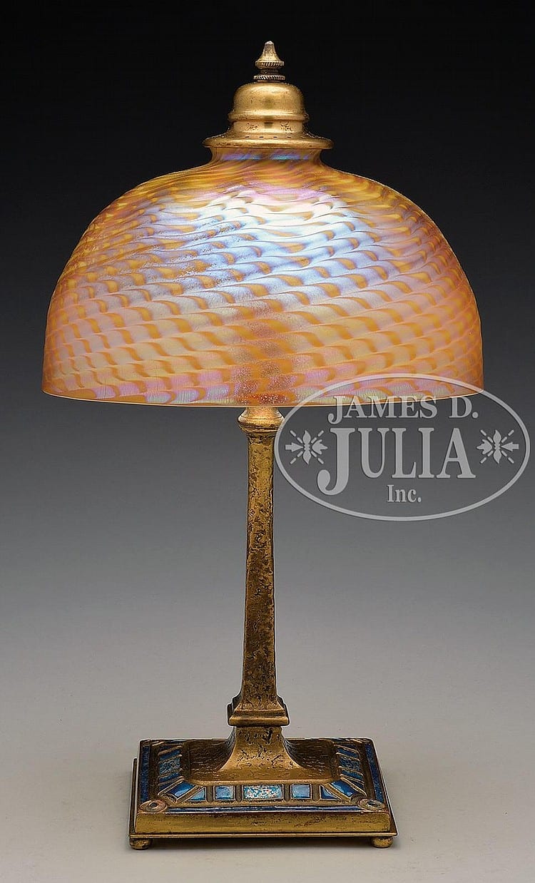 TIFFANY FURNACES ART DECO DESK LAMP. sold by James D. Julia, lot 1019 — auction record photograph
