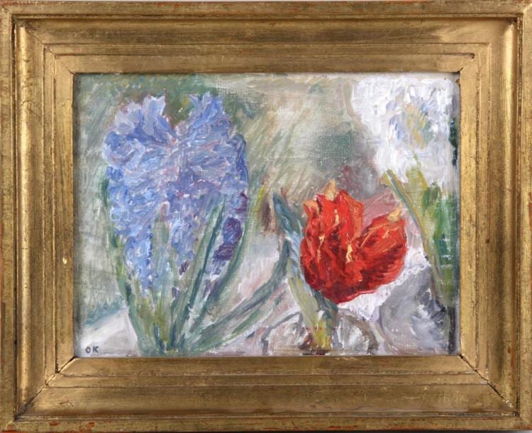 Ole Kielberg comparable auction result: ole kielberg 1911 1985 r d tulipan og blaa og hvid hyacinth