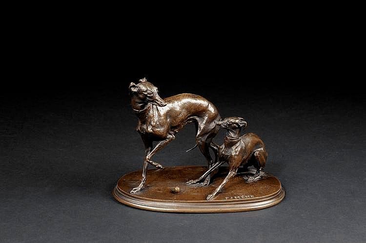 Pierre Jules Mene (1810-1879) - Lévriers Sculpture en bronze ciselé et patiné. Fonte d’édit sold by Christophe Joron-Derem, lot 46 — auction record photograph