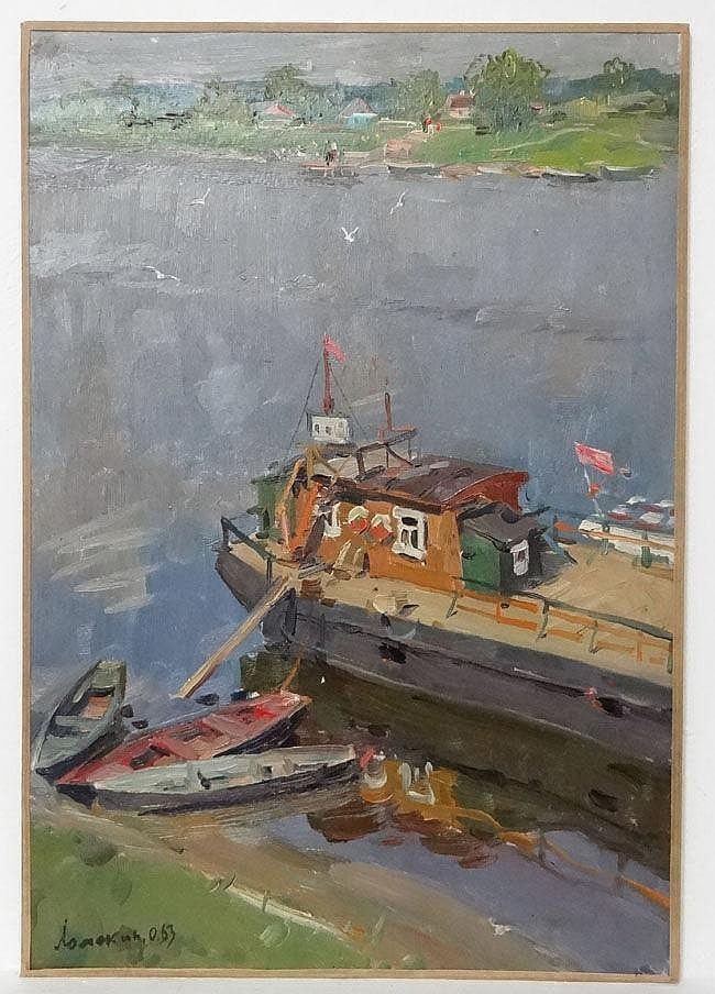 Oleg Leonidovich Lomakin comparable auction result: oleg leonidovich lomakin 1924 2010 russian school oil on cardboard bank of the rive