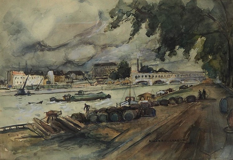 Héran Chaban comparable auction result: h ran chaban 1887 1939 d chargement des tonneaux de vin bercy paris