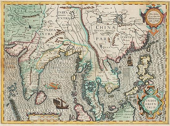 Gerardus Mercator y taller de los cartógrafos Hondius Rupelmundo 1512 - Duisburgo 1594 y primera mitad del siglo XVII "India Orient... sold by Balclis, lot 150 — auction record photograph