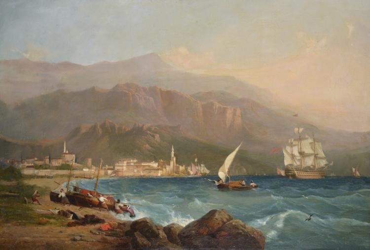 louis garneray 1783 1857 et nicolas victor fonville 1805 1856 navires et embarcations de p cheurs aux abords d un port du moyen orient · HVMC - Hôtel des Ventes de Monte-Carlo · 2015-06-28 Louis Garneray comparable auction result: louis garneray 1783 1857 et nicolas victor fonville 1805 1856 navires et embarcations de p cheurs aux abords d un port du moyen orient
