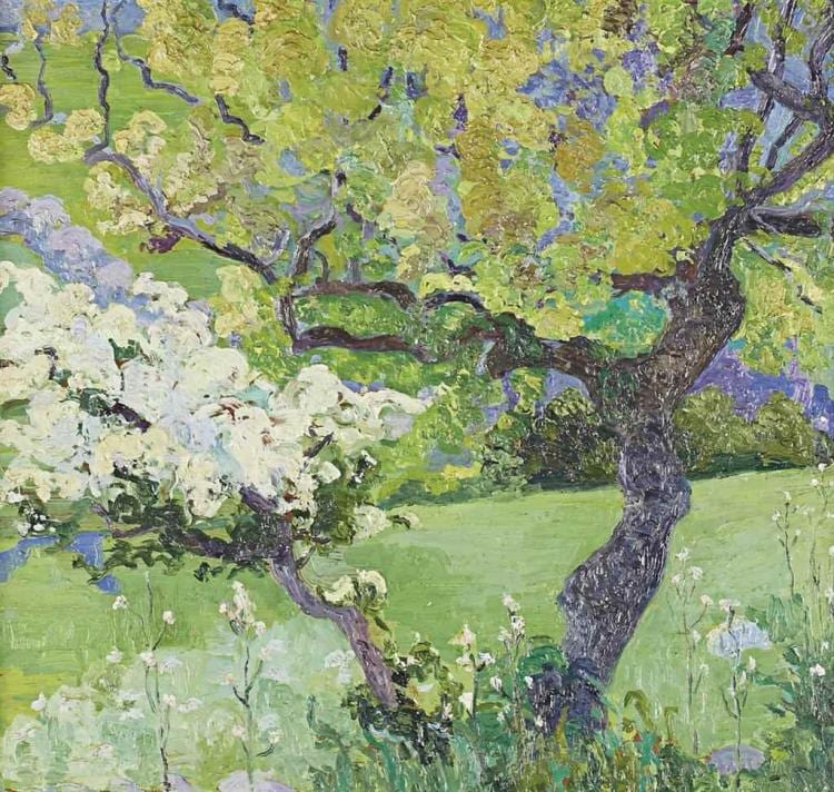 Hermen Anglada Camarasa comparable auction result: arboles floridos en prado verde