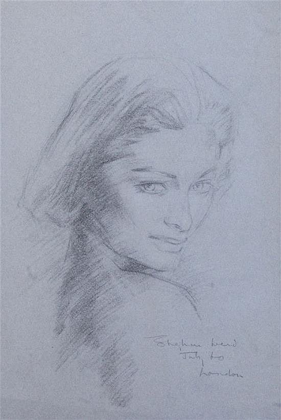 Stephen Thomas Ward comparable auction result: stephen thomas ward 1912 1963 portrait of the actress maureen swanson countess of dudley 17 x 12in