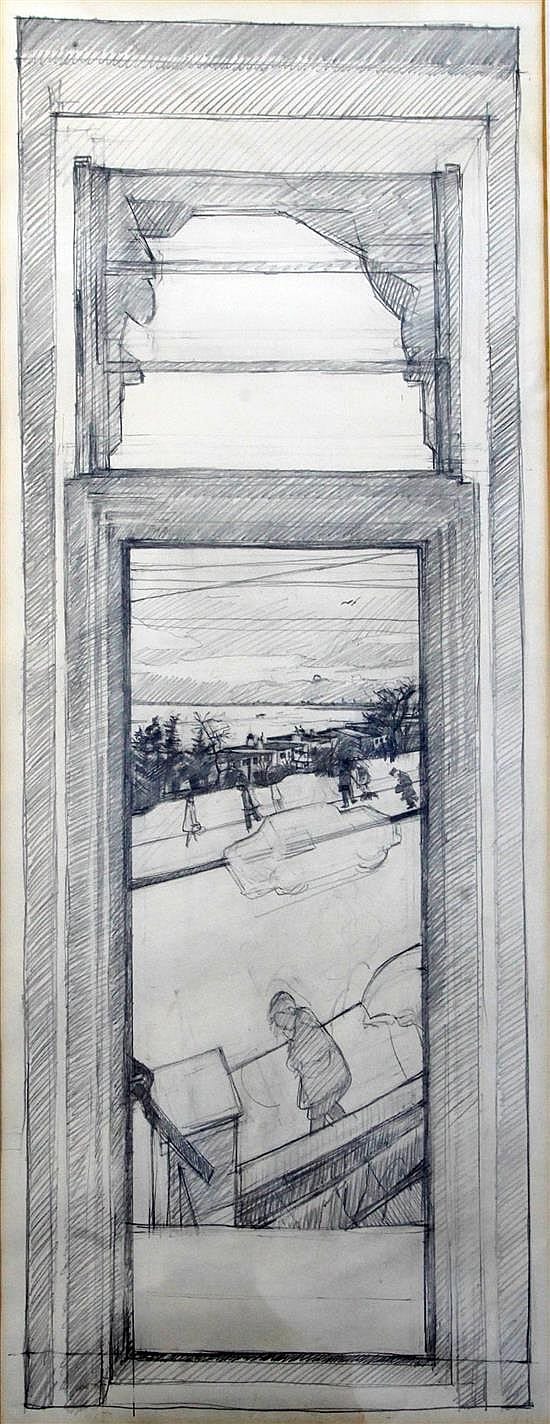 John Wonnacott comparable auction result: john wonnacott b 1940 estuary window sketch 26 x 10in