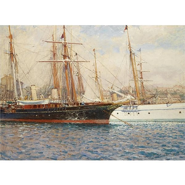 Nikolaj Nikolaevic Gricenko comparable auction result: nikolai nikolaevich gritsenko 1856 1900 the harbour oil on canvas