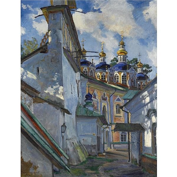 Sergej Arsen'evic Vinogradov comparable auction result: sergei arsenevich vinogradov 1869 1938 view of the pechera monastery oil on canvas