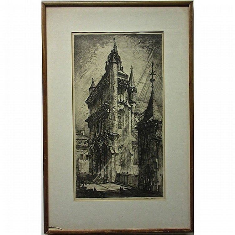 Robert Fulton Logan comparable auction result: robert fulton logan canadian 1889 1959 cathedral etching signed lower right plate 18 5 x 10