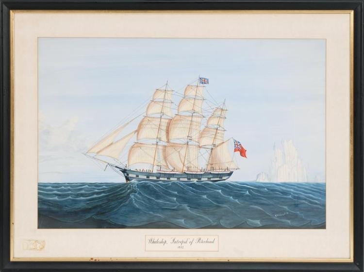 Robert R. Newell comparable auction result: robert r newell american 20th century whaleship intrepid of peterhead 1852 watercolor and gouache 18 5 x 28 5 sight fram