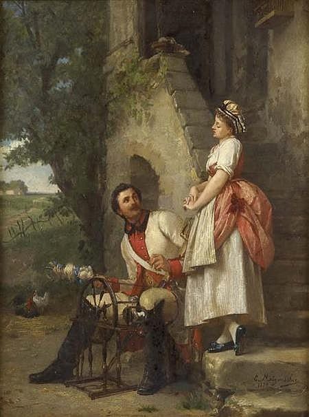 Emile Pierre Metzmacher comparable auction result: emile pierre metzmacher 1815 1890 a helping hand 30cm x 23cm 12in x 9in