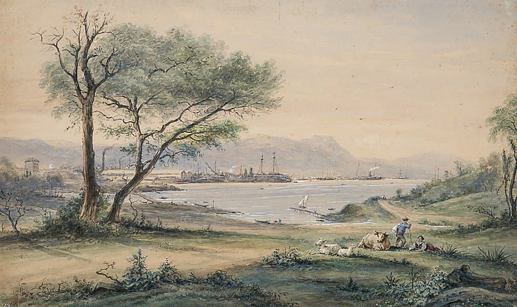 Jean Joseph Jules Defer comparable auction result: jules defer 1803 1902 vue de la rade de toulon aquarelle sign e en bas droite