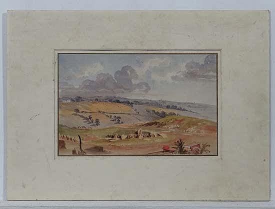 Thomas Lound comparable auction result: attributed to thomas lound watercolour extensive hilly landscape