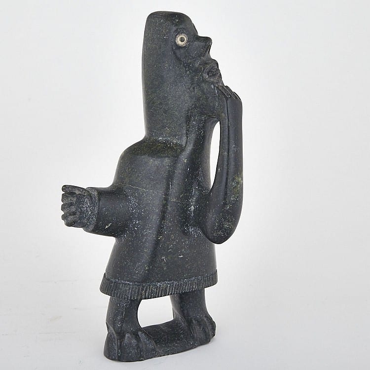 Samuel Nahaulaituq comparable auction result: samuel nahaulaituq 1923 1999 frightened shaman stone antler 8 25 x 4 25 x 2 75 21 x 10 8 x 7 cm