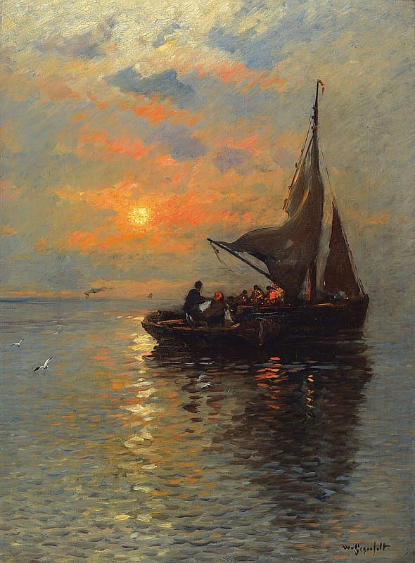 Wilhelm von Gegerfelt comparable auction result: wilhelm von gegerfelt 1844 1920 fishing boats at dawn