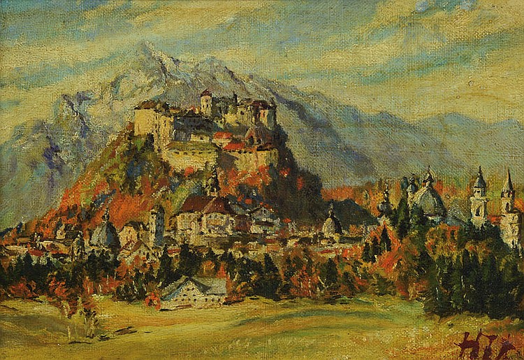 Hans Volkert comparable auction result: hans volkert 1878 1945 view of salzburg oil canvas