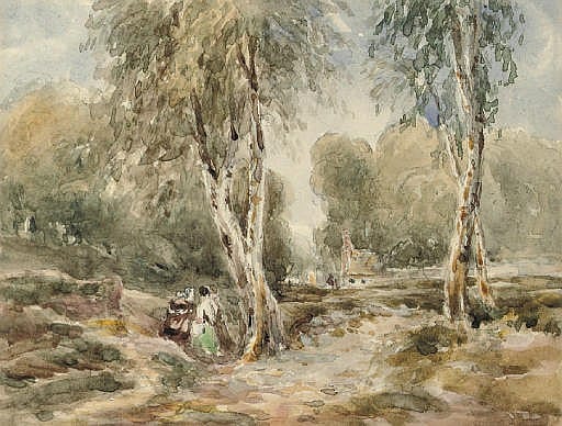 David (1783) Cox comparable auction result: gypsies in a wooded landscape