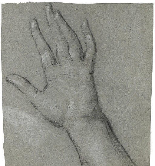 Benjamin (1738) West comparable auction result: study for the left hand of the woman clothed with the sun