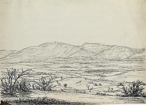Raphael Lamar West comparable auction result: view of a broad valley with a distant settlement