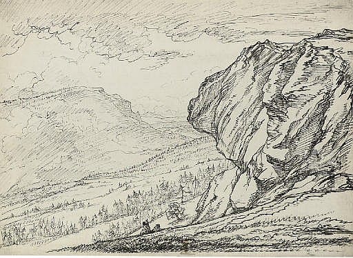 Raphael Lamar West comparable auction result: travellers surveying a mountain pass