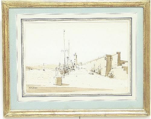 Graham Rust comparable auction result: graham rust british born 1942 arr harbour scene ink wash 22cm x 33cm