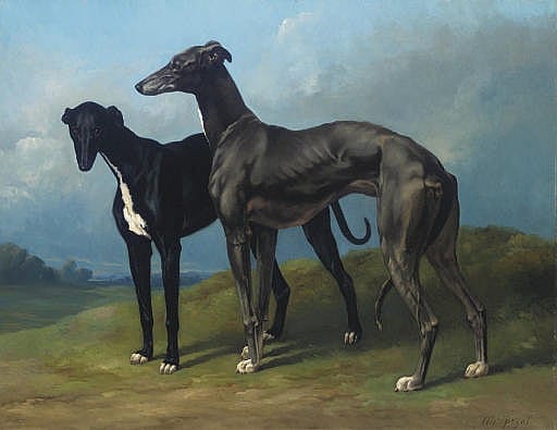 Henri Auguste d'Ainecy de (Comte) Montpezat comparable auction result: greyhounds in a landscape