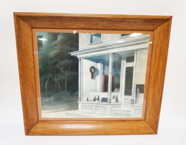 FRAMED PRINT BY EDWARD HOPPER TITLED *7 AM*. 22 IN X 18 IN sold by Dennis Auction Service, lot 1298 — auction record photograph