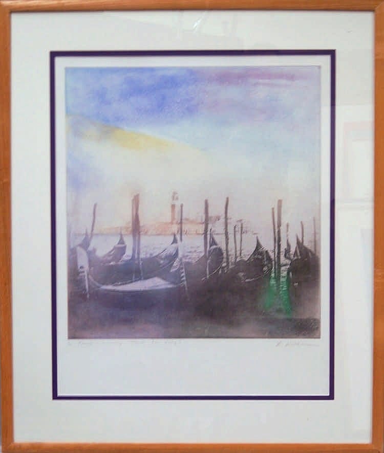 Donald Wilkinson comparable auction result: donald wilkinson british b 1937 venice moorings towards