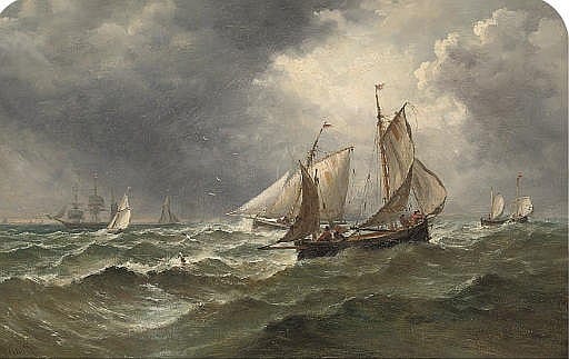 John (1820) Moore comparable auction result: the fishing fleet in choppy seas