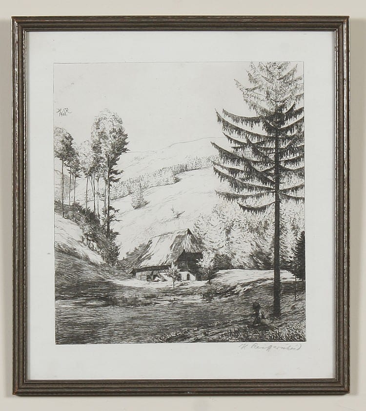 Heinrich Reifferscheid comparable auction result: heinrich reifferscheid 1872 1945 germany etching on paper pencil signed at lower right etching of forest with a seated man by