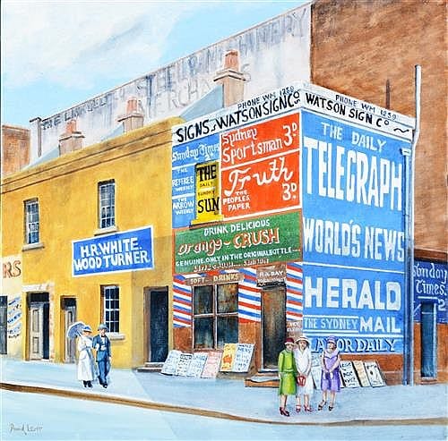 David Lever comparable auction result: david lever xx newsagent margaret clarence street sydney 61 x 61cm