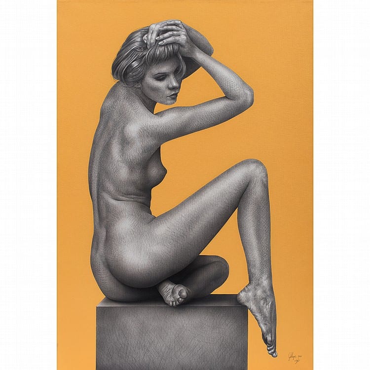 Ulises Gallegos comparable auction result: ulises gallegos lady am de la serie acentos firmado 2015 acr lico y l piz de grafito sobre tela 100 x 70 cm con certificado