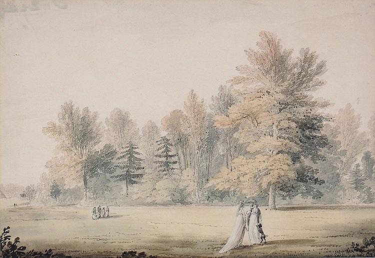 John Claude Nattes comparable auction result: john claude nattes circa 1765 1839 figures in a park