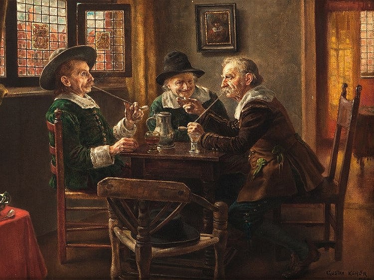 Gustav Köhler, Oil Painting, Tavern Scene, Munich, c. 1900 sold by Auctionata Paddle8 AG, lot 82 — auction record photograph